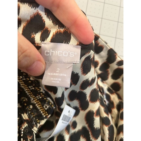 NWT Chico’s Embellished mixed animal print tunic size 2 - Picture 3 of 8